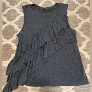 J Crew Gray Women’s Tired Ruffle Sleeveless Top Size Large